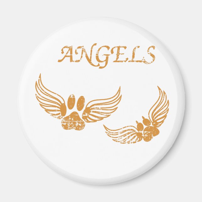 Distressed Angel Pet Paws Magnet (Front)