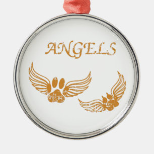 Distressed Angel Pet Paws Metal Tree Decoration