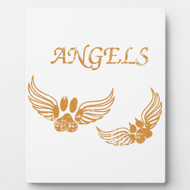 Distressed Angel Pet Paws Plaque (Front)