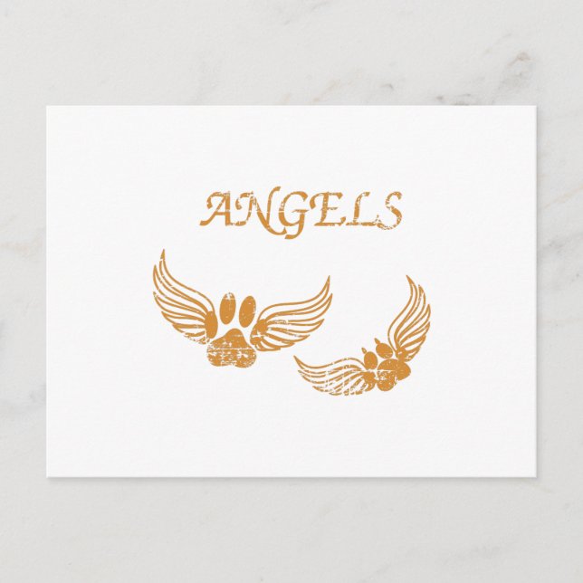 Distressed Angel Pet Paws Postcard (Front)