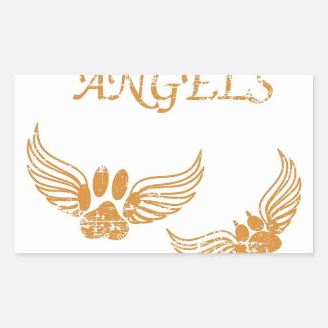 Distressed Angel Pet Paws Rectangular Sticker (Front)