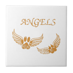Distressed Angel Pet Paws Tile