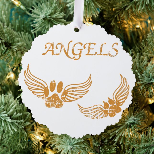 Distressed Angel Pet Paws Tree Decoration Card (Insitu (Tree))