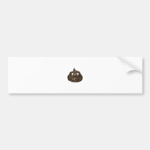 Distressed Angry Cartoon Poop Bumper Sticker
