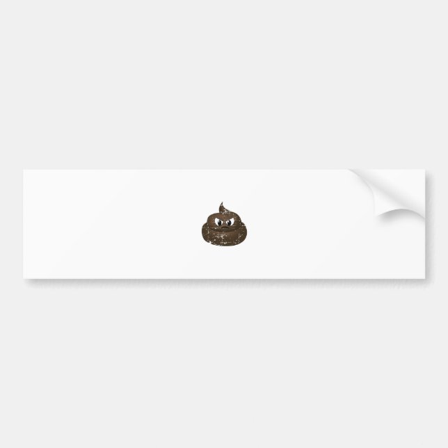Distressed Angry Cartoon Poop Bumper Sticker (Front)