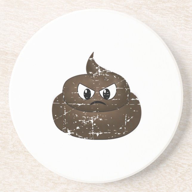 Distressed Angry Cartoon Poop Coaster (Front)