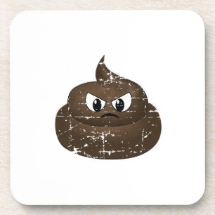Distressed Angry Cartoon Poop Coaster