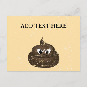 Distressed Angry Cartoon Poop Custom Text Postcard