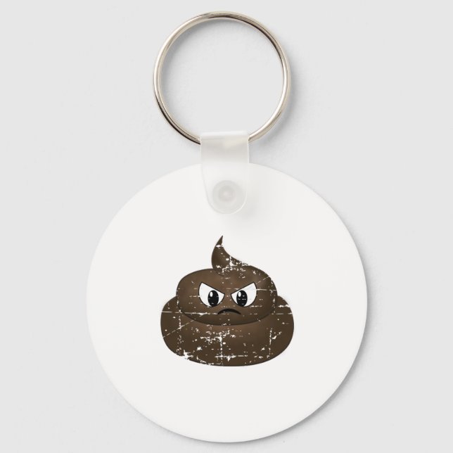 Distressed Angry Cartoon Poop Key Ring (Front)