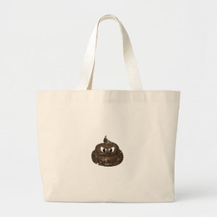 Distressed Angry Cartoon Poop Large Tote Bag