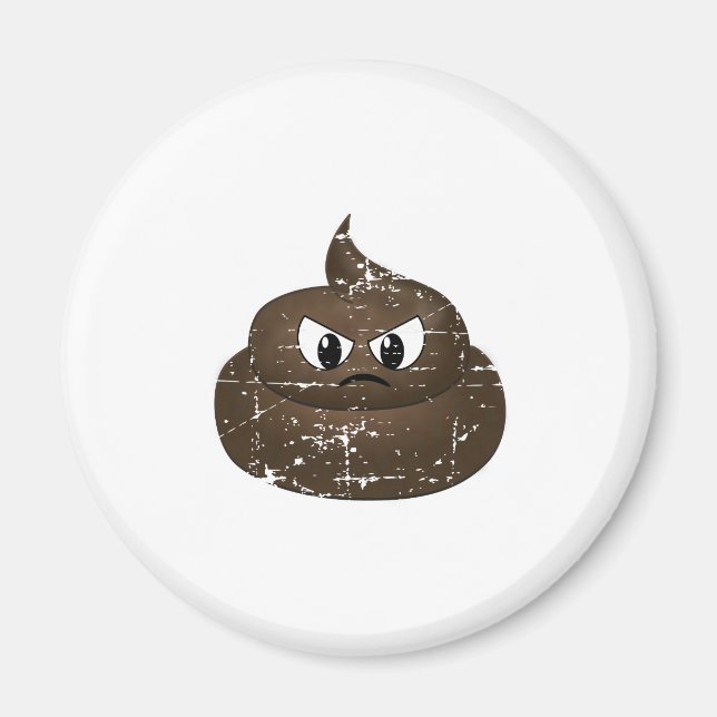 Distressed Angry Cartoon Poop Magnet (Front)