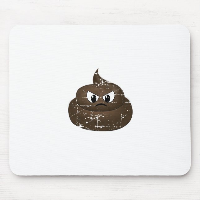 Distressed Angry Cartoon Poop Mouse Mat (Front)