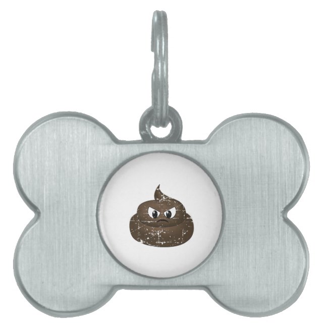 Distressed Angry Cartoon Poop Pet ID Tag (Front)