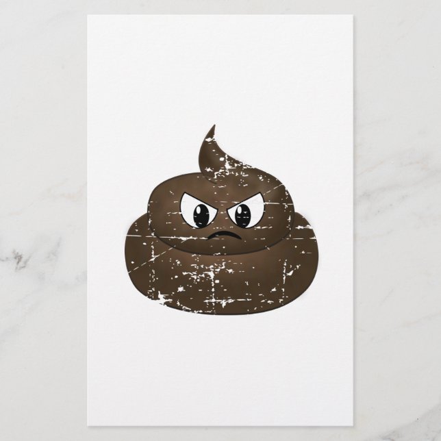 Distressed Angry Cartoon Poop Stationery (Front)