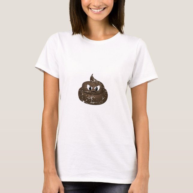 Distressed Angry Cartoon Poop T-Shirt (Front)