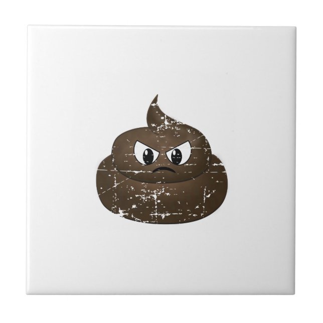 Distressed Angry Cartoon Poop Tile (Front)