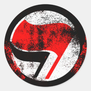 Distressed Anti-Fascist Action Flag Classic Round Sticker