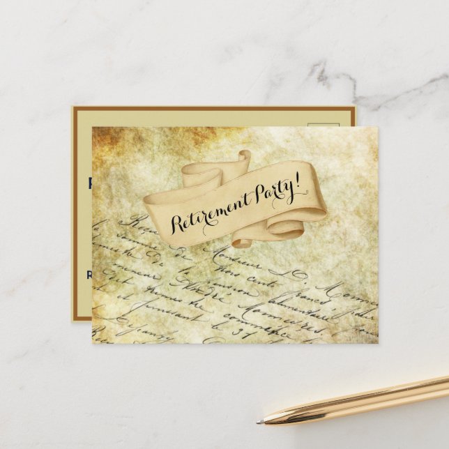 Distressed Antique Vintage Handwriting Invitation (Front/Back In Situ)