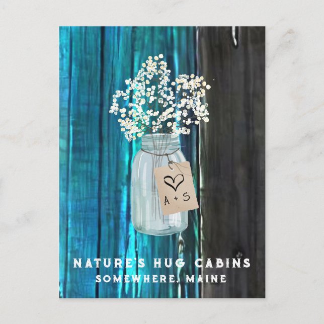 *~*  Distressed AP49 Mason Jar QR Holiday Postcard (Front)