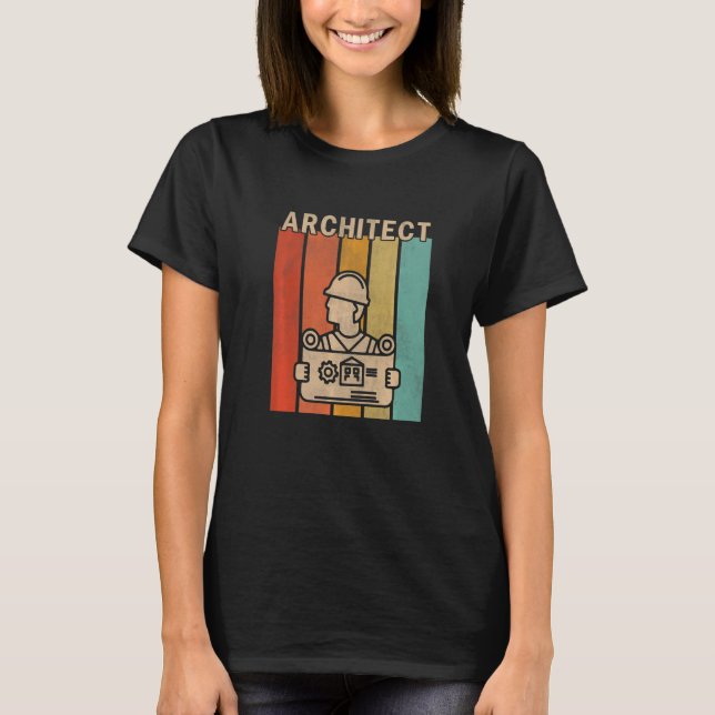 Distressed Architect Men Women Cute Architect Retr T-Shirt (Front)