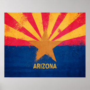 Distressed Arizona State Flag   Poster