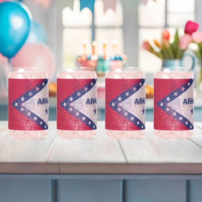 Distressed Arkansas Flag  Can Glass (Insitu (Baby Shower))