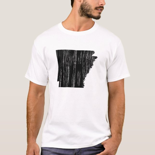 Distressed Arkansas State Outline T-Shirt (Front)