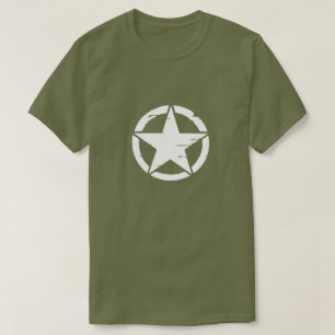Distressed Army White Star T-Shirt