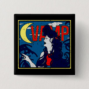 Distressed Art Nouveau Vampire Rock Guitar Queen 15 Cm Square Badge