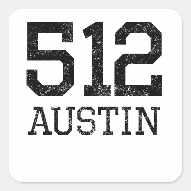 Distressed Austin 512 Square Sticker (Front)