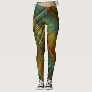 Distressed Autumnal Tartan Check Earthy Mix Leggings