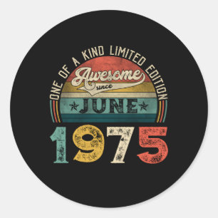 Distressed Awesome Since June 1975 48Th Classic Round Sticker