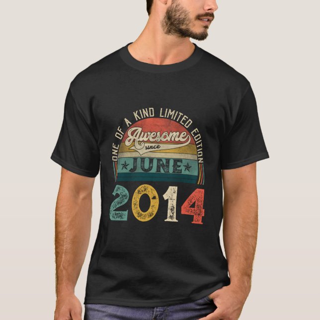Distressed Awesome Since June 2014 9Th T-Shirt (Front)