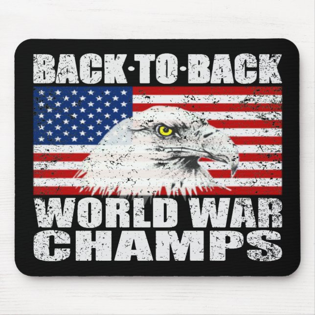 Distressed Back To Back World War Champs Mouse Mat (Front)