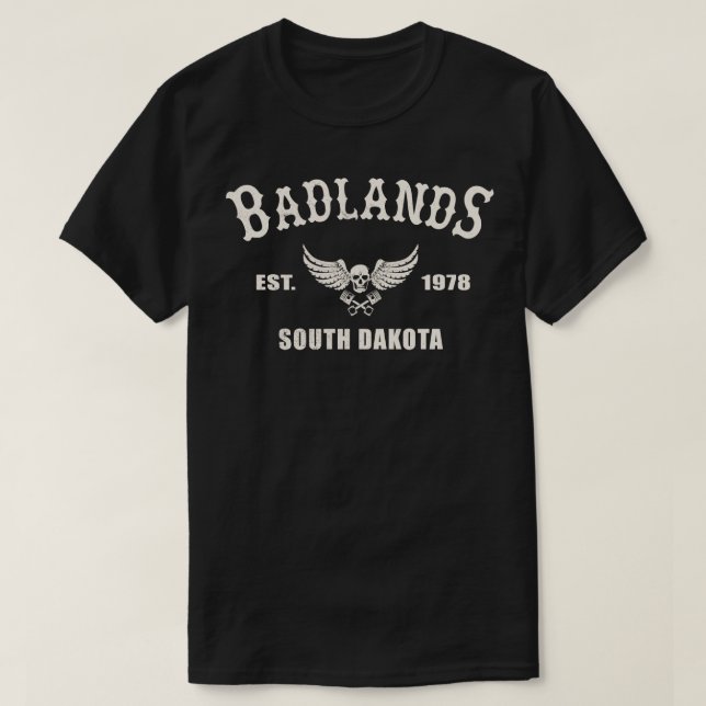 Distressed Badlands South Dakota Motorcycle Biker  T-Shirt (Design Front)