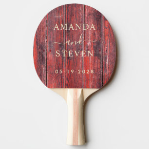 Distressed Barn Boards Couple Names with Wedding Ping Pong Paddle