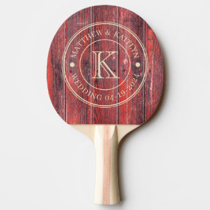 Distressed Barn Boards Wedding Monogram Ping Pong Paddle