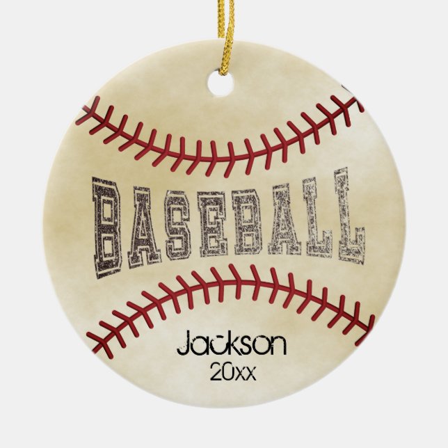 Distressed Baseball ⚾ Ceramic Tree Decoration (Front)