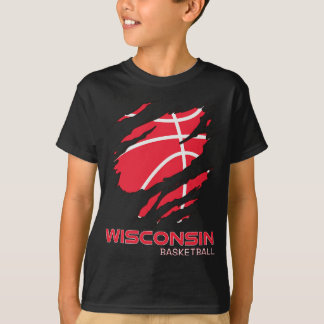 Distressed Basketball The Badger State Home Wiscon T-Shirt