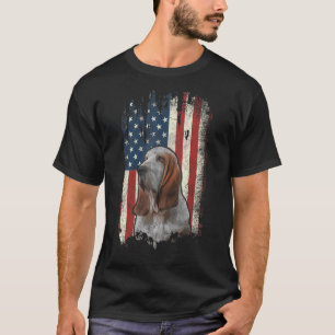 Distressed Basset Hound American Flag Patriotic Do T-Shirt