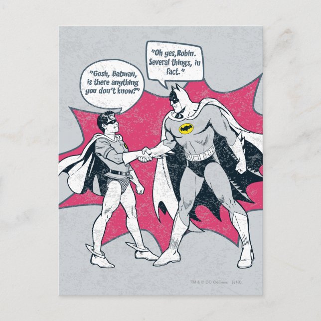 Distressed Batman And Robin Handshake Postcard (Front)