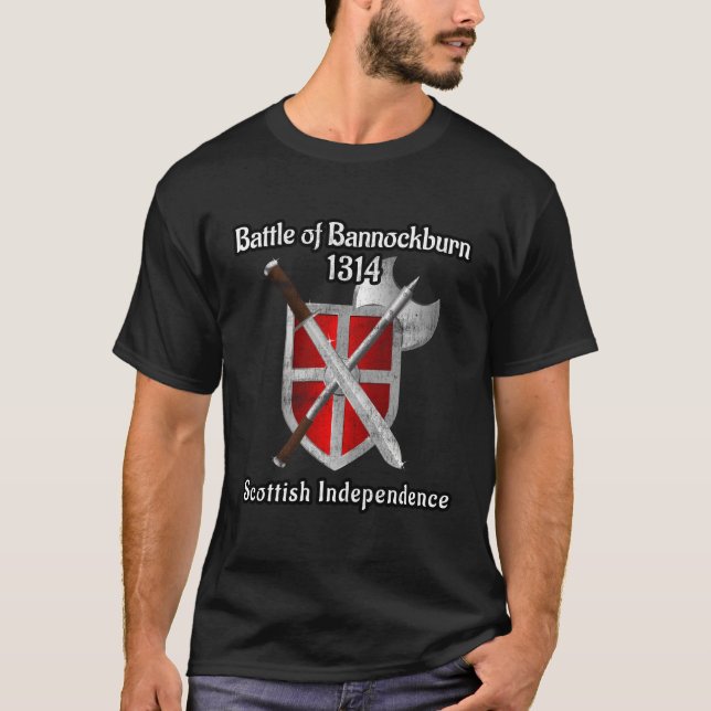 Distressed Battle Bannockburn 1314 Sword Shield Sc T-Shirt (Front)