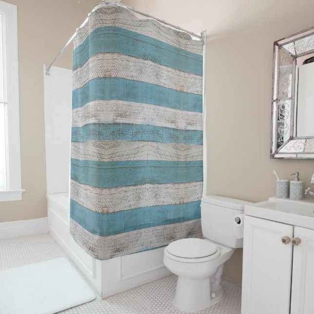 Distressed Beach Wood Shower Curtain (In Situ)