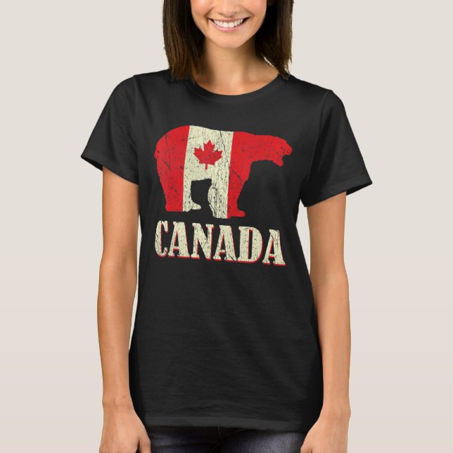 Distressed Bear Canada Day Proud Canadian Canada T-Shirt (Front)