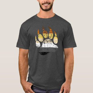 Distressed Bear Pride Flag Bear paw T-Shirt