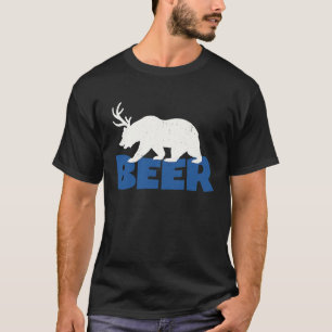Distressed Beer Bear with Antlers Bear Deer T-Shirt