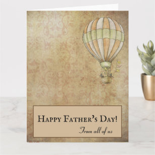 Distressed Beige White Hot Air Balloon Fathers Day Card