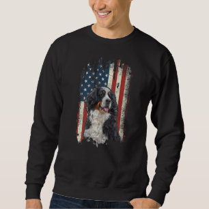 Distressed Bernese Mountain American Flag Patrioti Sweatshirt