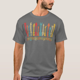 Distressed Best Grampa Ever Daddy Guitar Fathers D T-Shirt