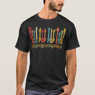 Distressed Best Pop Pop Ever Daddy Guitar Fathers T-Shirt